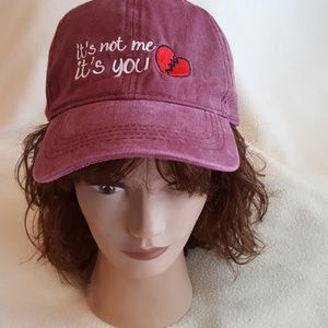 IT'S not me it's you baseball cap NWT maroon/pink